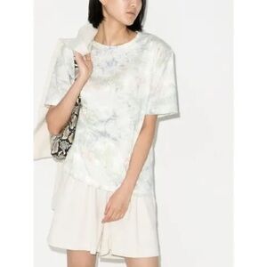 The Frankie Shop Jeanette Tie-dye Padded T-shirt In Green Floral Print Top small